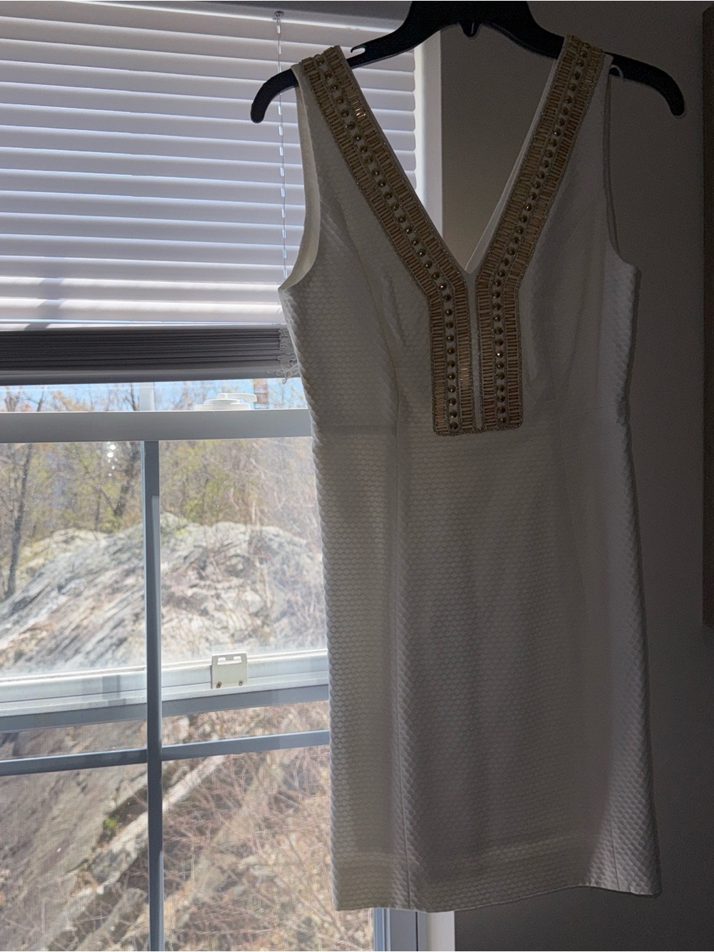 Lilly Pulitzer White Beaded V-Neck Mini Dress